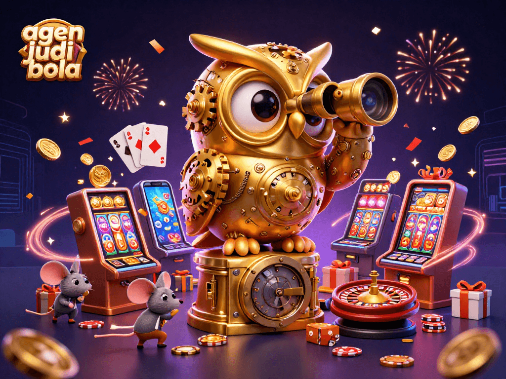 Bet on agen judi bola with excitement, featuring a vibrant 3D casino scene.