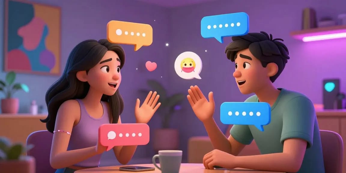 Engaging interaction in a porn ai chat with animated characters and vibrant digital environment.