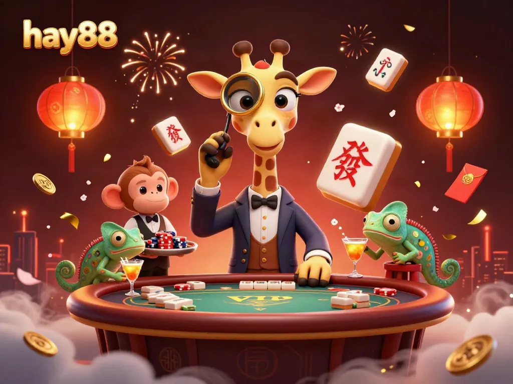 Experience the vibrant action at hay88 with a high-roller giraffe and lively casino atmosphere.