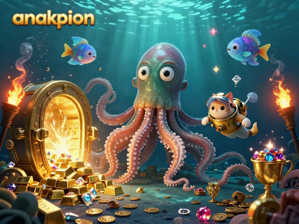 Experience thrilling gameplay with Anakpion's vibrant underwater casino illustration featuring treasures and excitement.