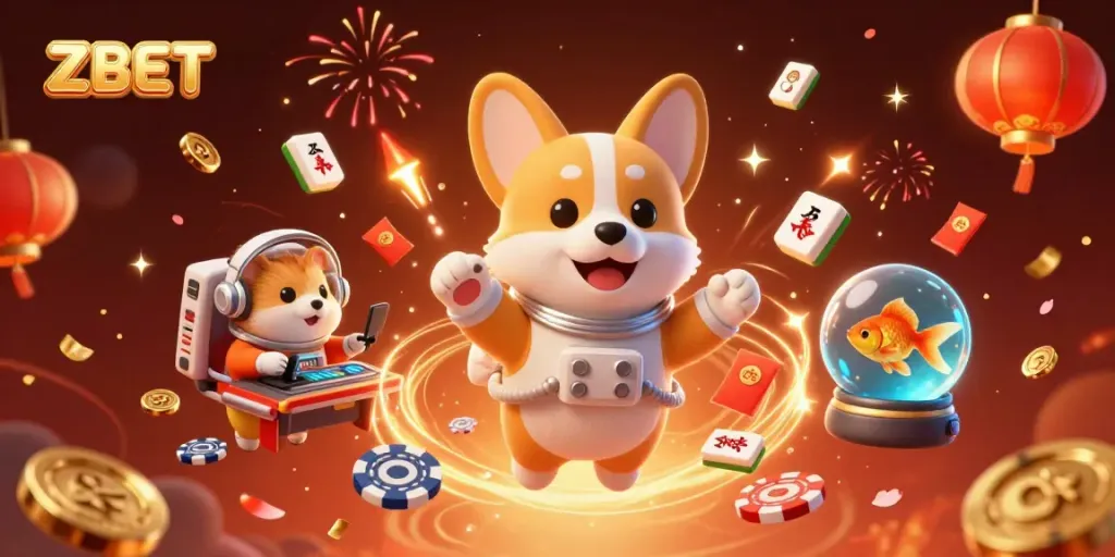 ZBET: Experience thrilling casino adventures with a floating corgi and magical gaming elements
