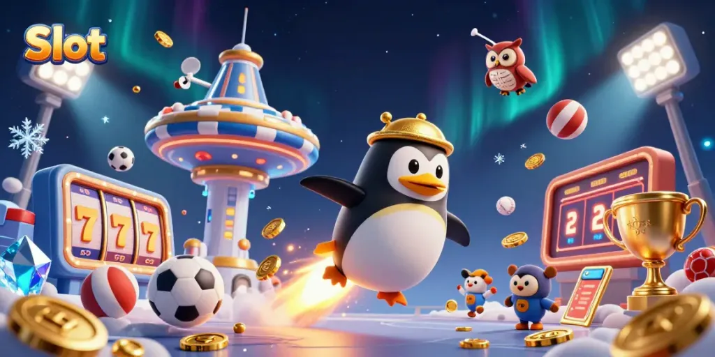 Spin the Slot reels with excitement in this vibrant casino-themed 3D digital illustration