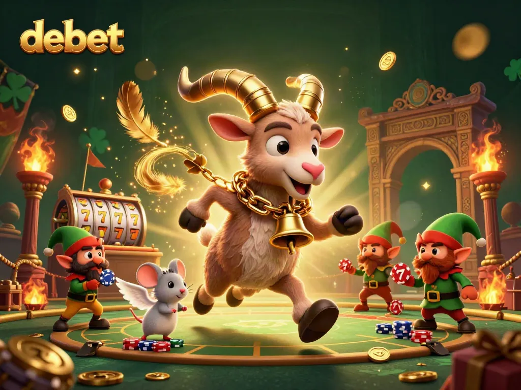 Enjoy a thrilling debet gaming experience in an exciting casino scene with lively characters.