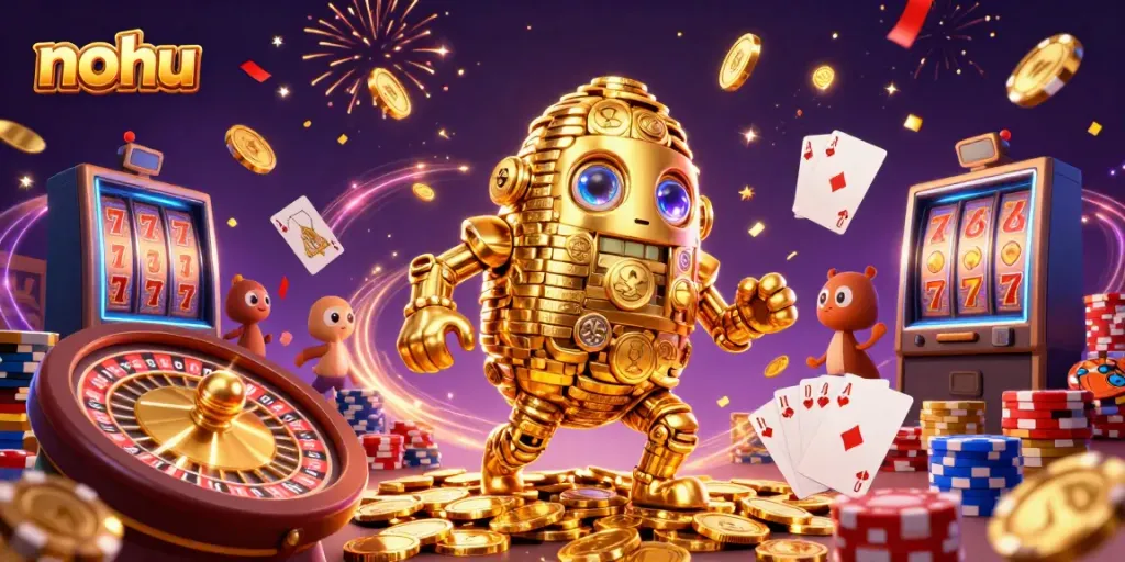 Experience thrilling gameplay at nohu, featuring golden golems and vibrant casino elements!
