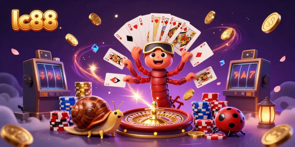Experience thrilling action with lc88 featuring a lively dealer and high-roller in a vibrant casino setting.