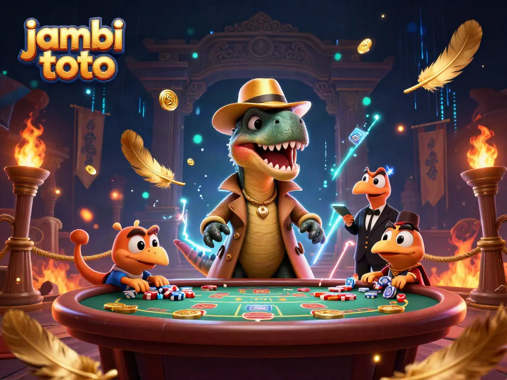 Capture thrilling moments at jambi toto with animated characters and dynamic casino elements.