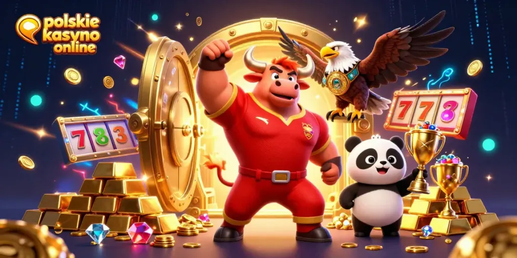 Experience the thrill of polskie kasyno online with a vibrant, animated casino scene showcasing excitement and victory.