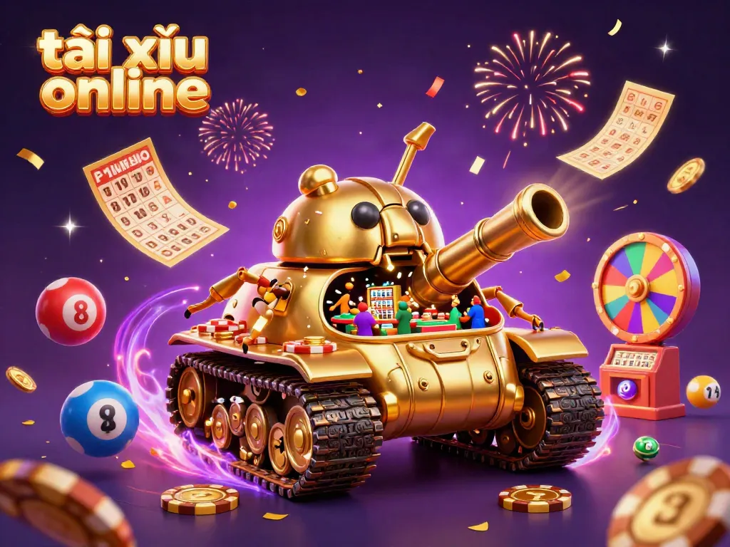 Experience the thrill of tài xỉu online with a detailed 3D casino scene featuring a golden beetle tank casino.