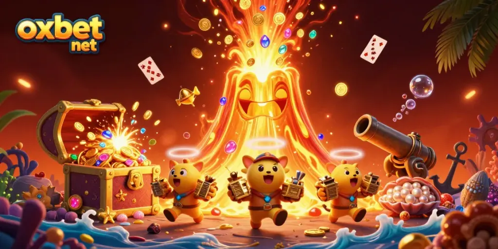 Experience thrilling wins with oxbet net's exciting golden volcano eruption in a vibrant casino atmosphere.