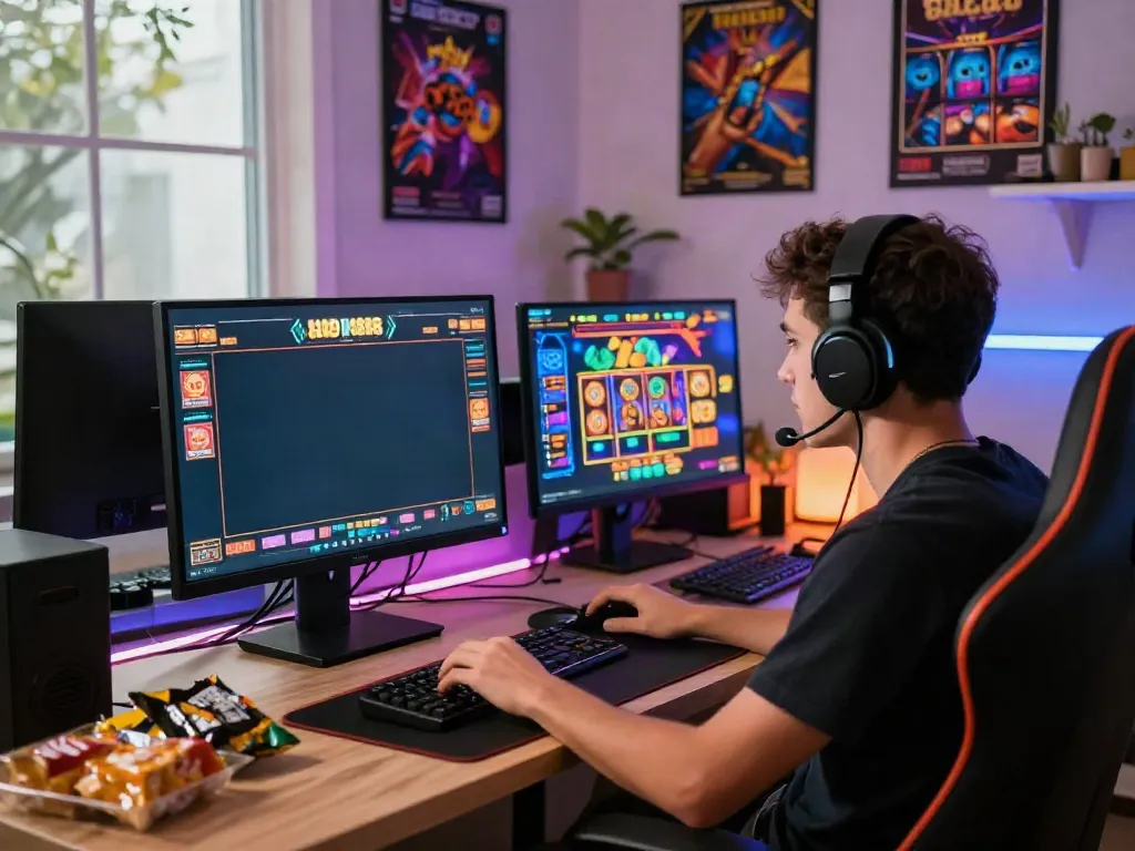 Player engaged in an exciting slot88 game in a modern gaming setup.