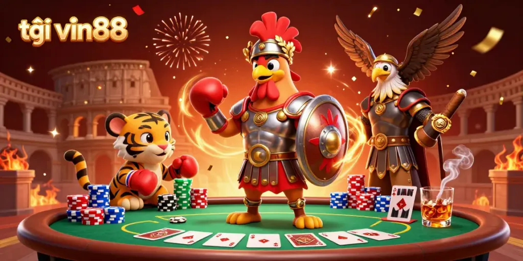 Experience thrilling poker action at tại vin88 with dynamic characters and vibrant casino elements.